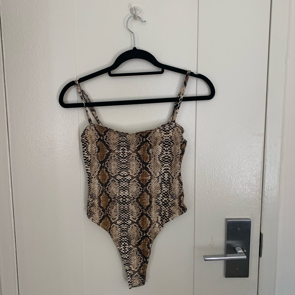 SNAKESKIN THONG BODYSUIT